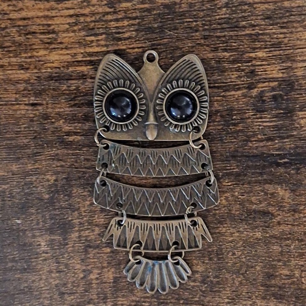 Brass Tiered Owl Dangle Pendant